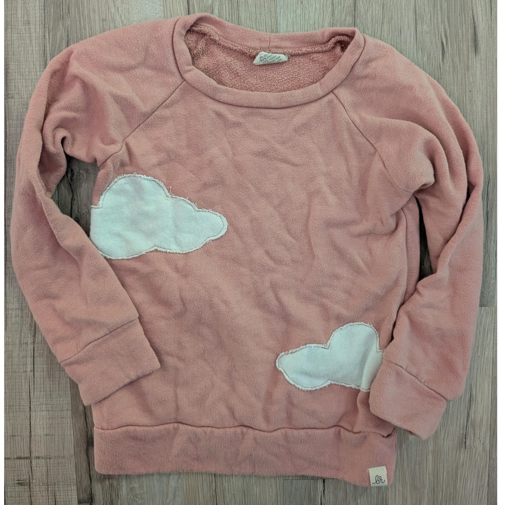 Lulu & Roo by Little Road Co Applique Cloud Crewneck Pink, 4T (Z3)